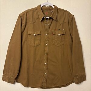 Levi's Men The Western Standard Fit Button-Up  Shirt Size XL Brown